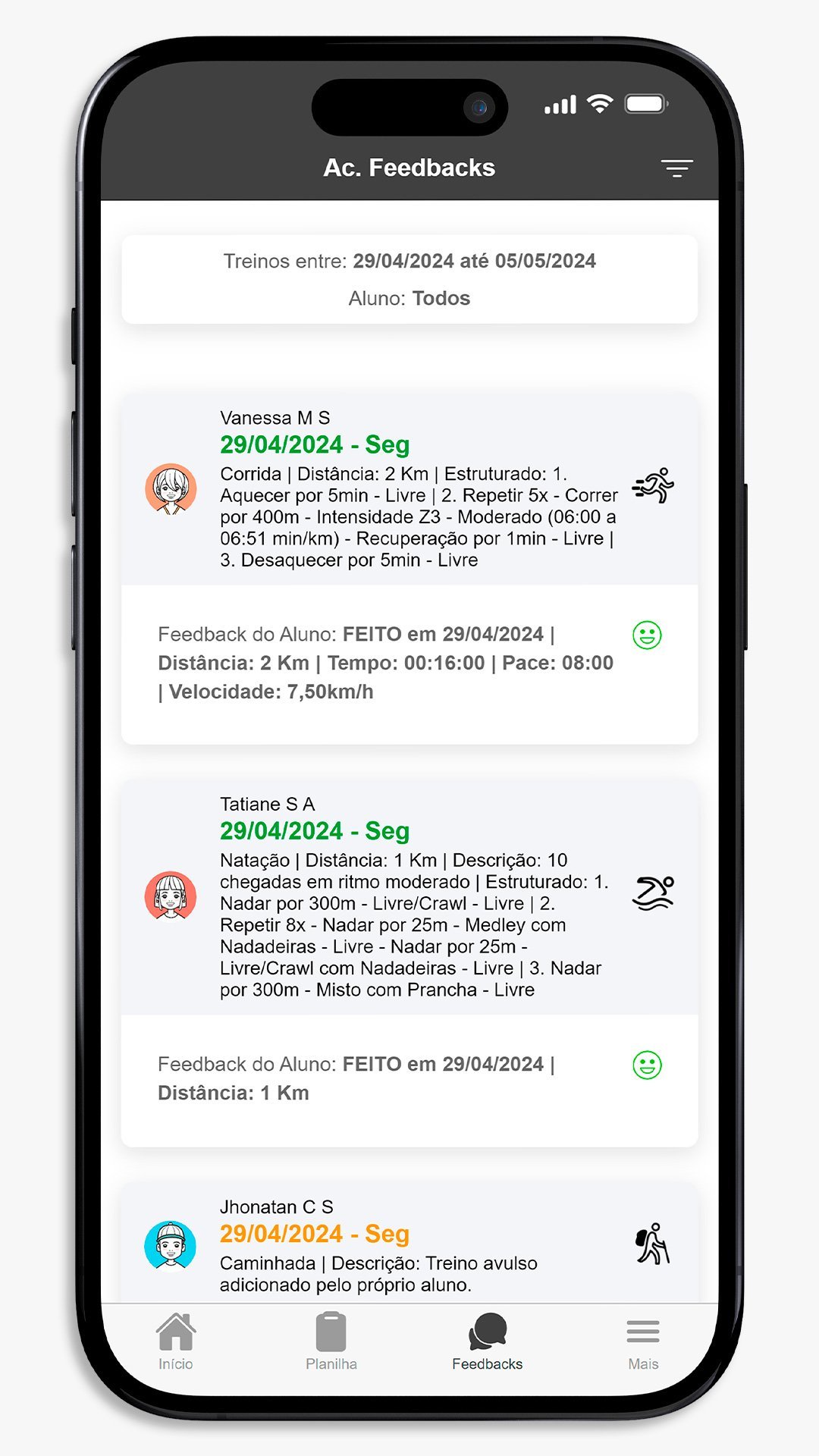SisRUN Coach - Feedbacks